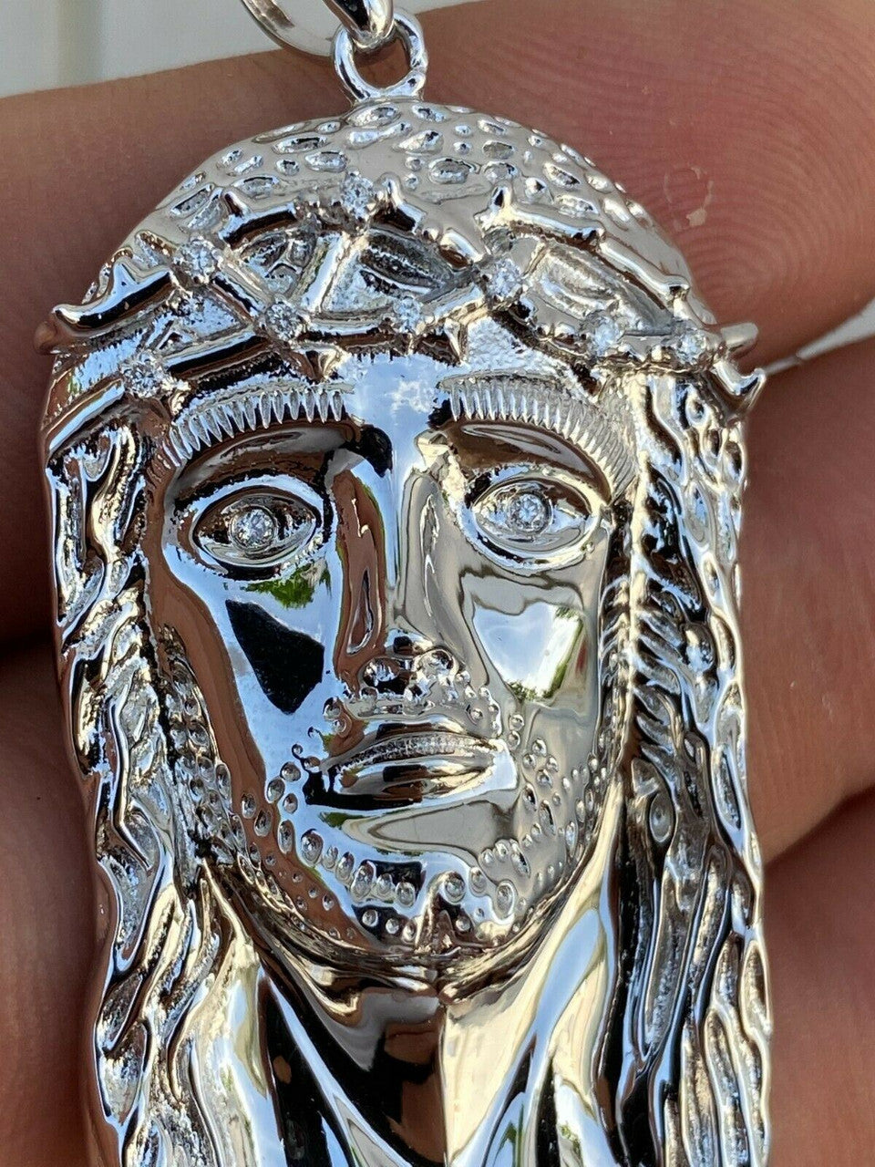 0.1ct REAL VS Natural Diamond Solid 925 Sterling Silver Jesus Piece HIP HOP Iced
