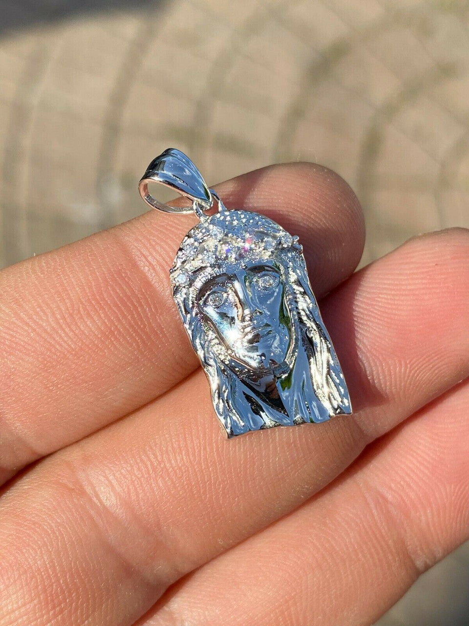 0.1ct REAL VS Natural Diamond Solid 925 Sterling Silver Jesus Piece HIP HOP Iced