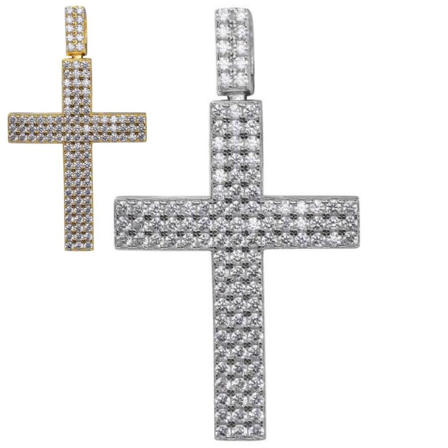 1.7ct MOISSANITE Cross Pendant Iced Hip Hop Out Necklace Real 925 Silver / Gold