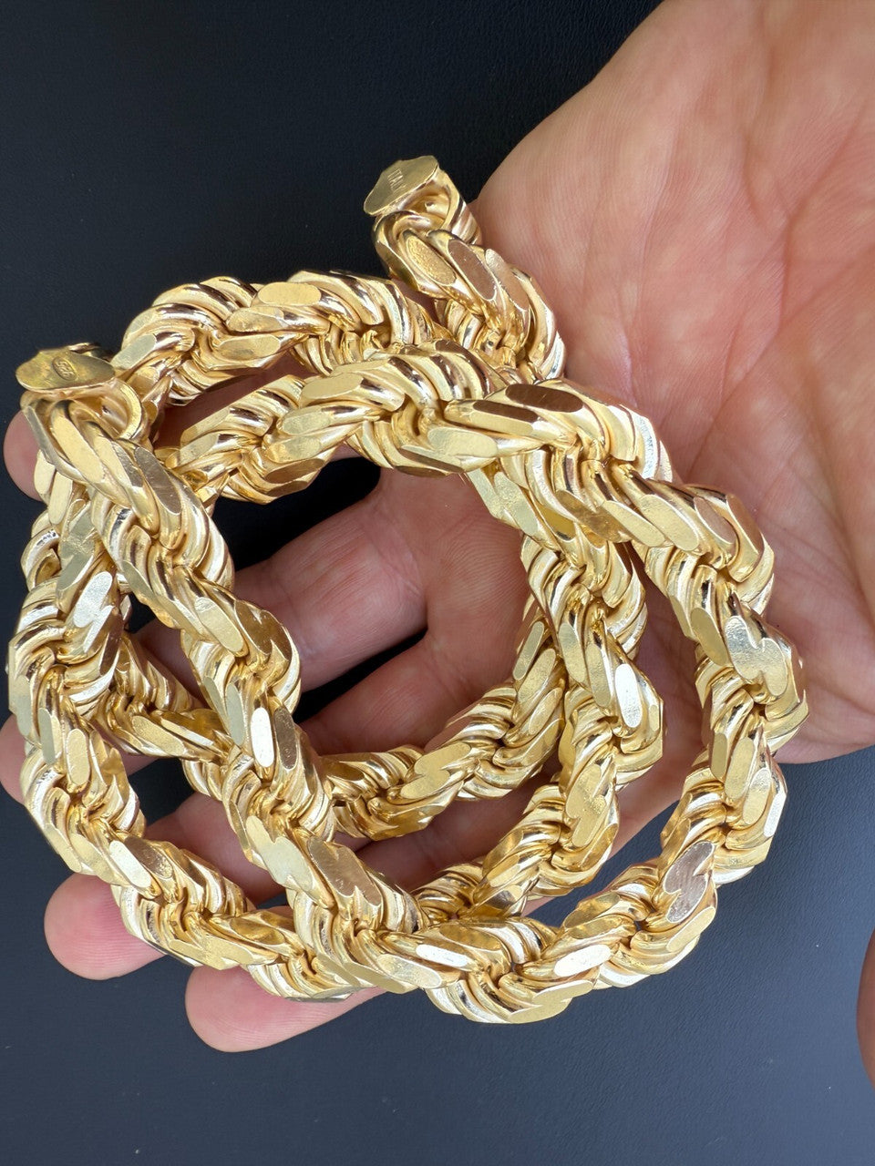 BIGGEST BOSS Rope Chain Necklace - 14k Gold Vermeil 925 Sterling Silver - 18"-30" - 14.5mm