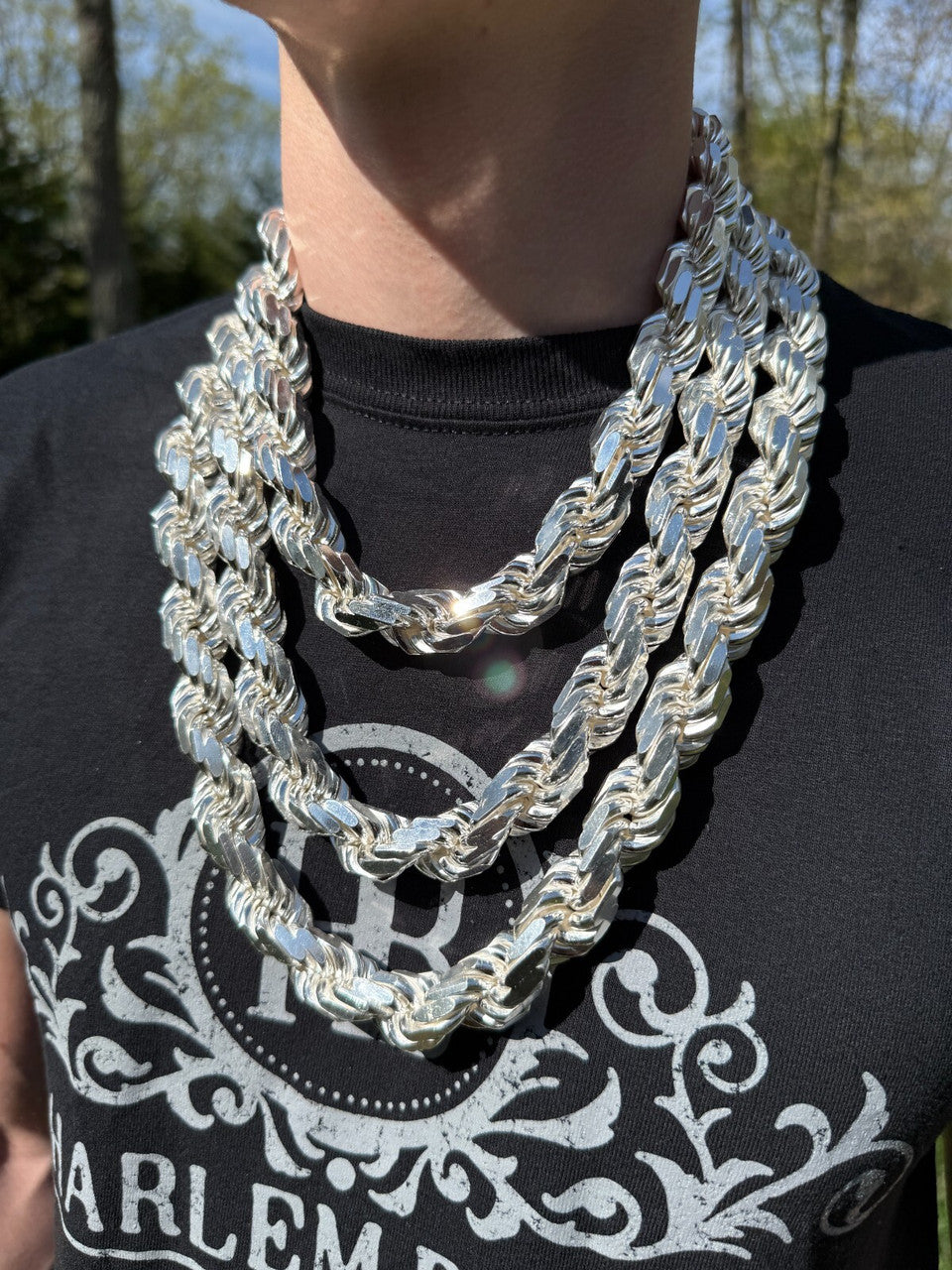 MONSTER Rope Chain Necklace - 925 Sterling Silver - 20"-30" - 16.5mm