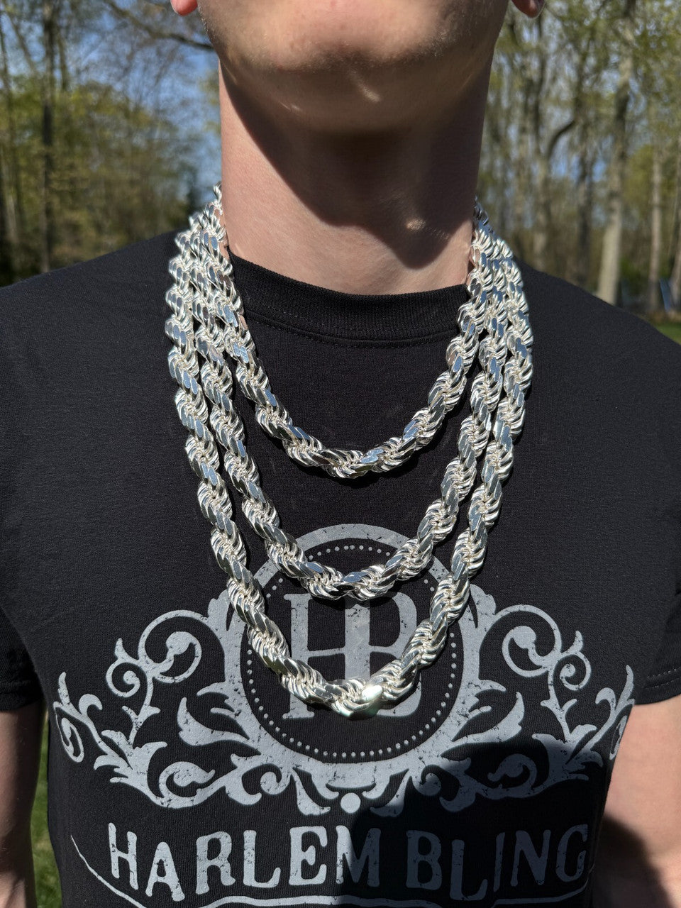 BIGGEST BOSS Rope Chain Necklace - 925 Sterling Silver - 18"-30" - 14.5mm