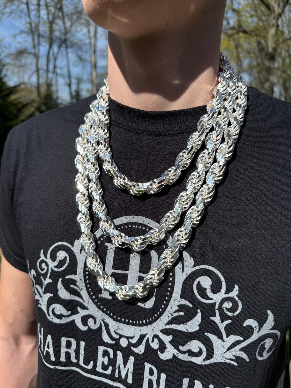 BIGGEST BOSS Rope Chain Necklace - 925 Sterling Silver - 18"-30" - 14.5mm