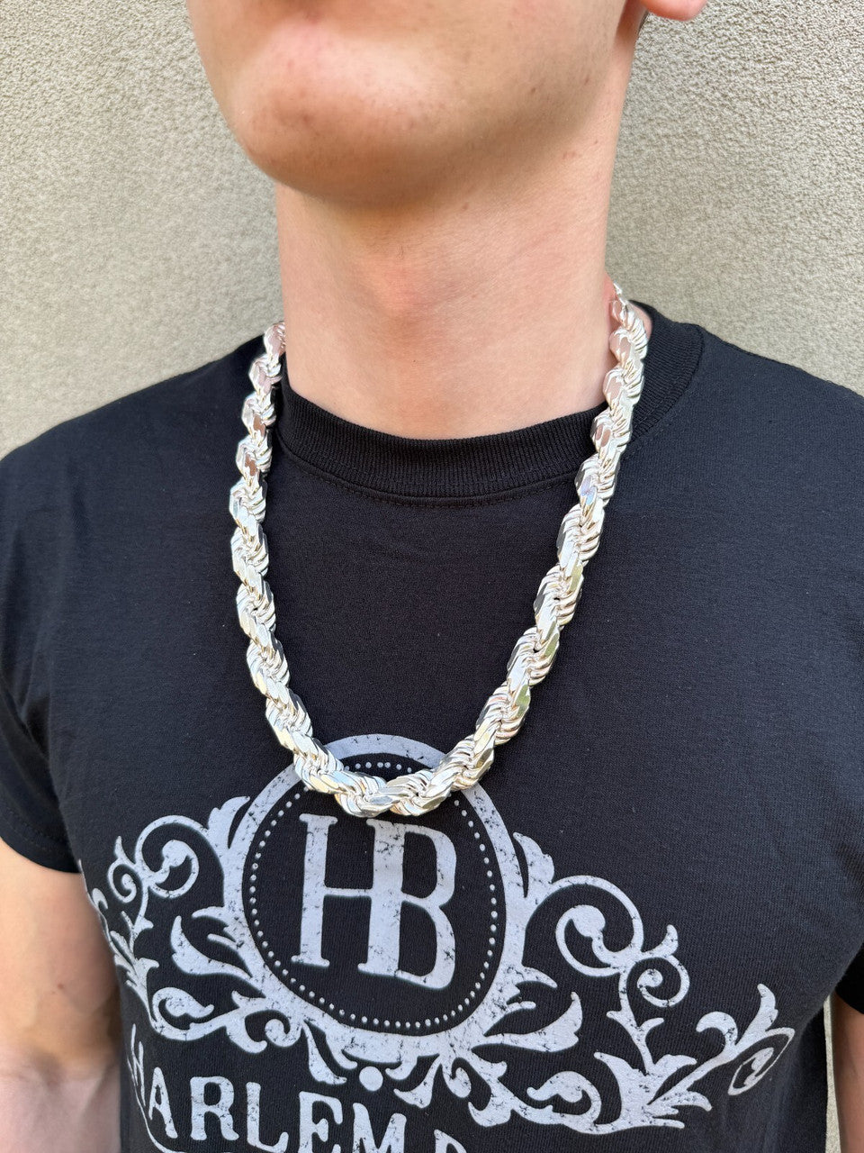 BIGGEST BOSS Rope Chain Necklace - 925 Sterling Silver - 18"-30" - 14.5mm