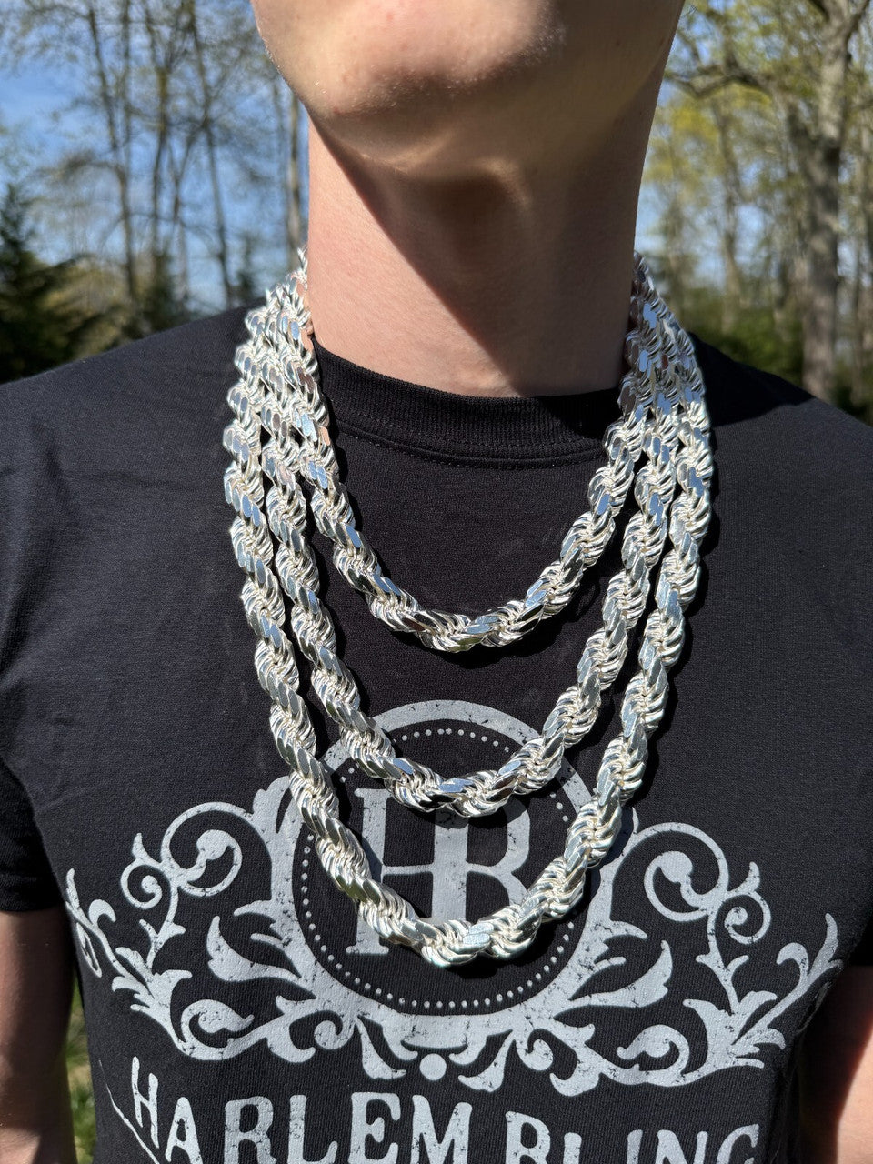 BIGGEST BOSS Rope Chain Necklace - 925 Sterling Silver - 18"-30" - 14.5mm