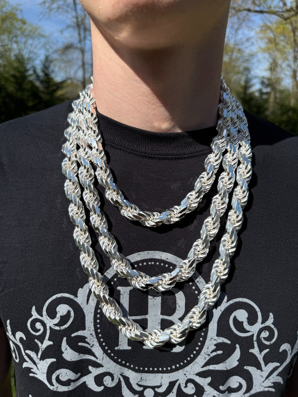 BIGGEST BOSS Rope Chain Necklace - 925 Sterling Silver - 18"-30" - 14.5mm