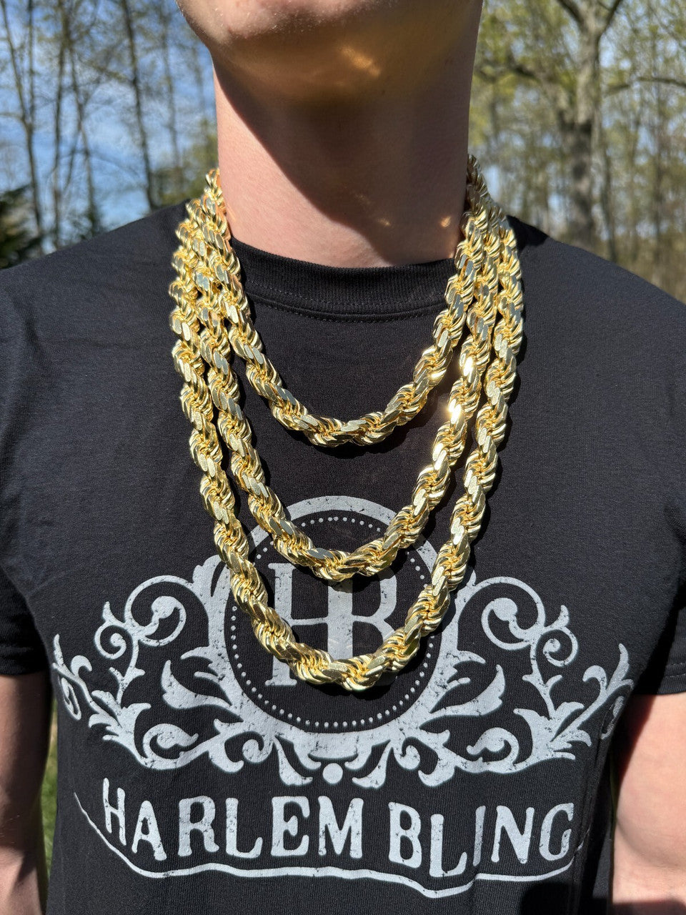 BIGGEST BOSS Rope Chain Necklace - 14k Gold Vermeil 925 Sterling Silver - 18"-30" - 14.5mm