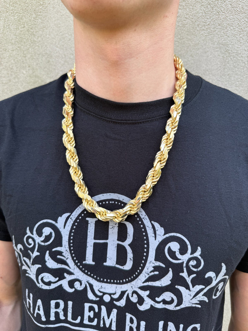 BIGGEST BOSS Rope Chain Necklace - 14k Gold Vermeil 925 Sterling Silver - 18"-30" - 14.5mm