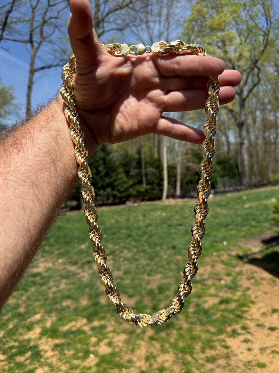 BIGGEST BOSS Rope Chain Necklace - 14k Gold Vermeil 925 Sterling Silver - 18"-30" - 14.5mm