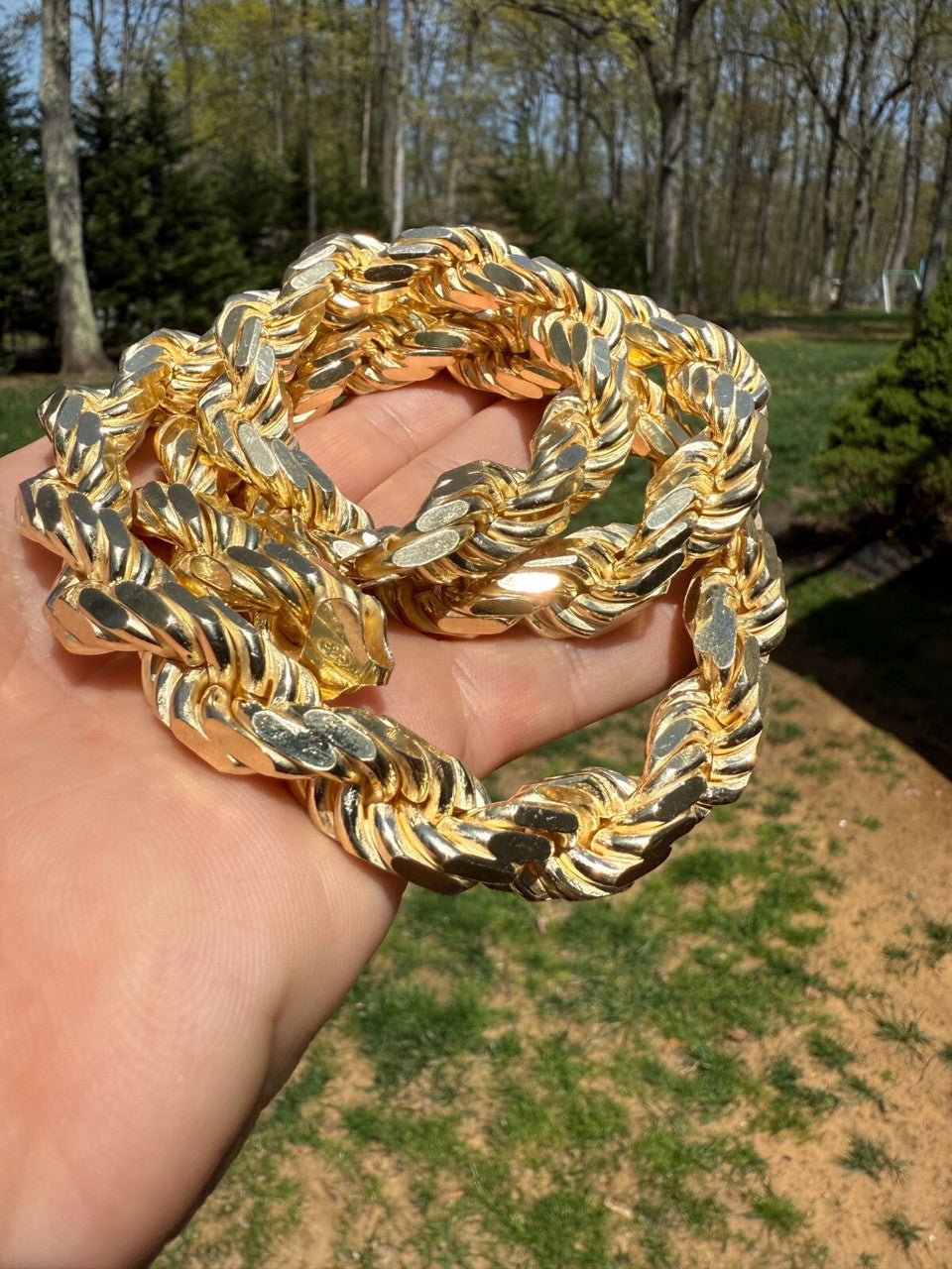 BIGGEST BOSS Rope Chain Necklace - 14k Gold Vermeil 925 Sterling Silver - 18"-30" - 14.5mm