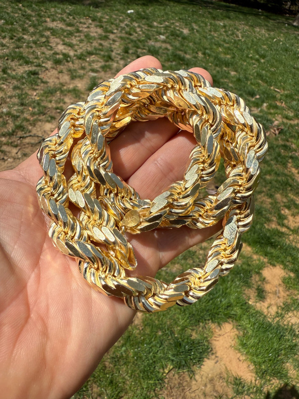 BIGGEST BOSS Rope Chain Necklace - 14k Gold Vermeil 925 Sterling Silver - 18"-30" - 14.5mm