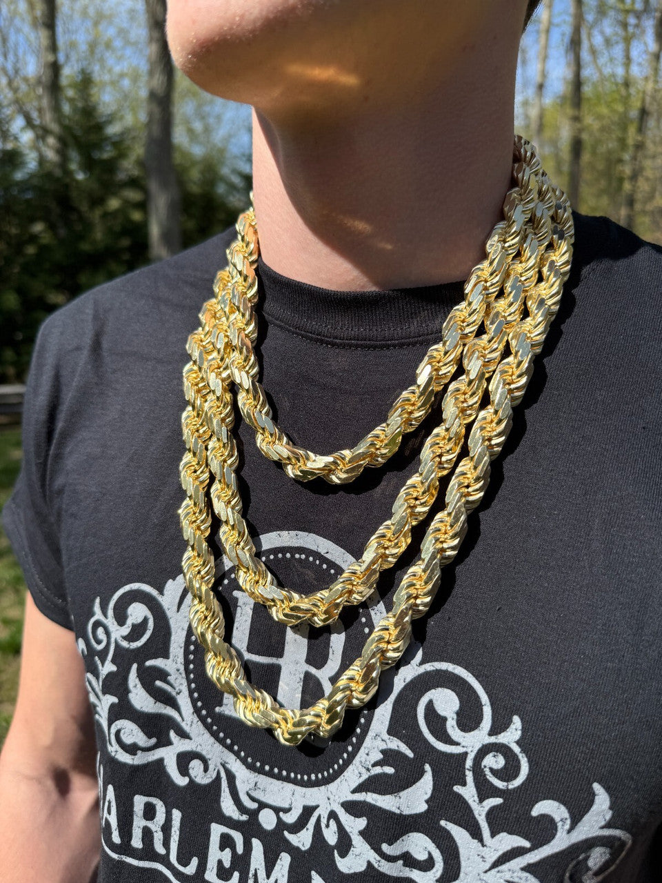 BIGGEST BOSS Rope Chain Necklace - 14k Gold Vermeil 925 Sterling Silver - 18"-30" - 14.5mm