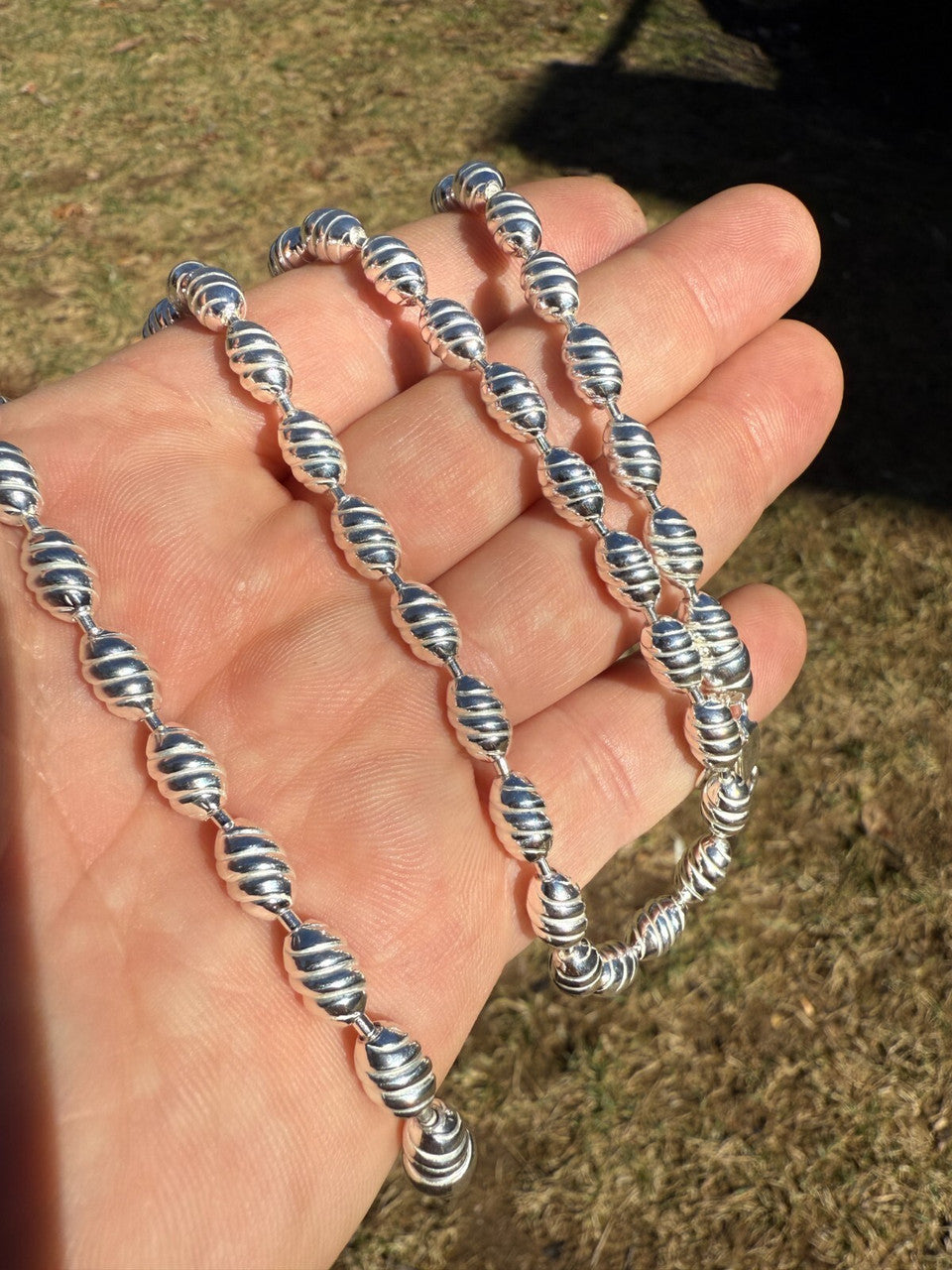 Infinity Rice Link Chain Necklace - 925 Sterling Silver - 18"-30" - 6mm