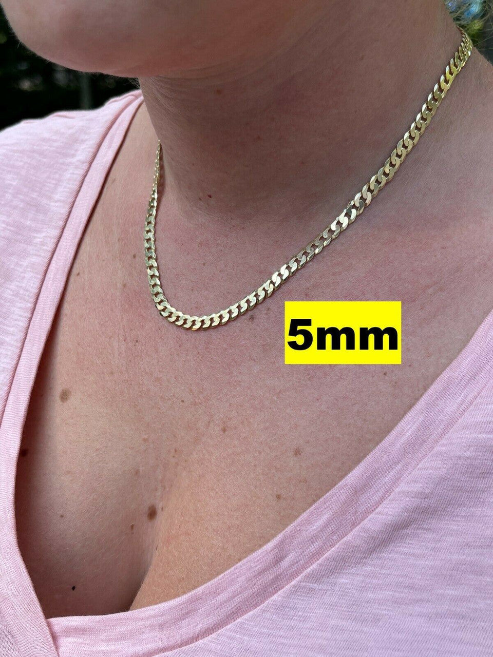 Flat Curb Cuban Chain Necklace - 14k Gold Vermeil 925 Sterling Silver - 16"-30" - 3mm-10.5mm