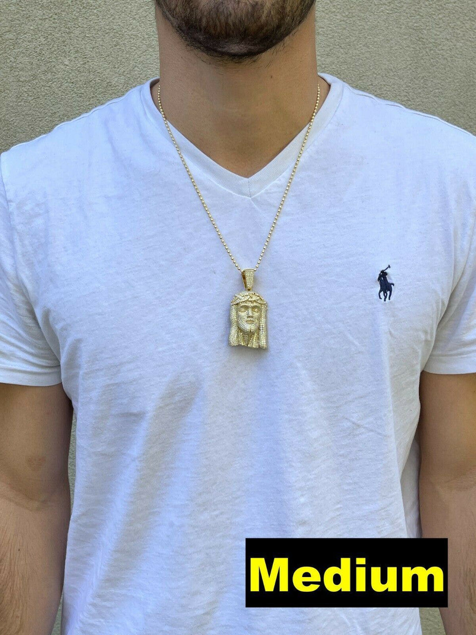 14k Gold Vermeil Fully Iced MOISSANITE Jesus Piece Pendant Pass Diamond Tester