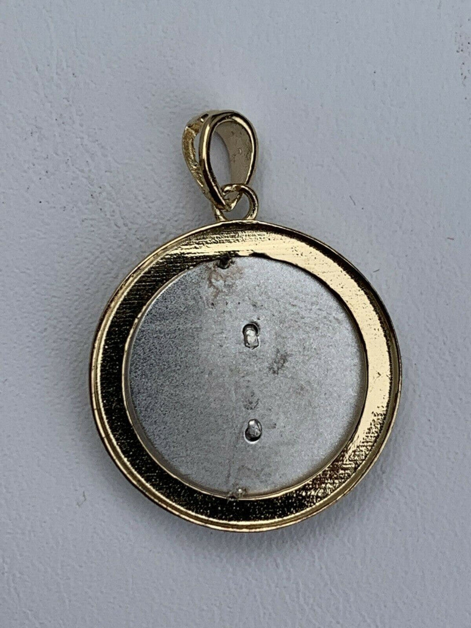 14k Yellow Gold Over 925 Sterling Silver Virgin Mary Guadalupe Medallion Pendant
