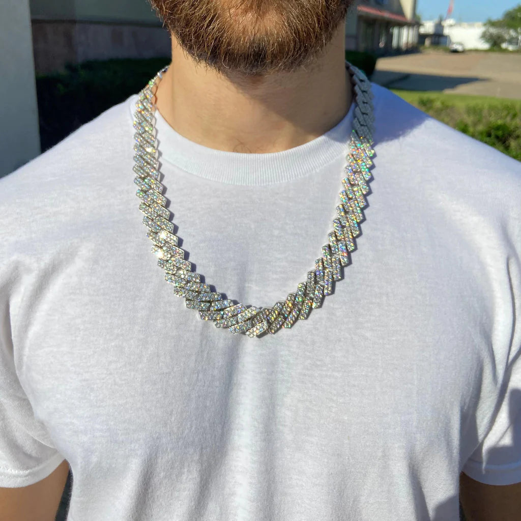 2 Row VVS Moissanite Daimond 18MM 24INCH Cuban