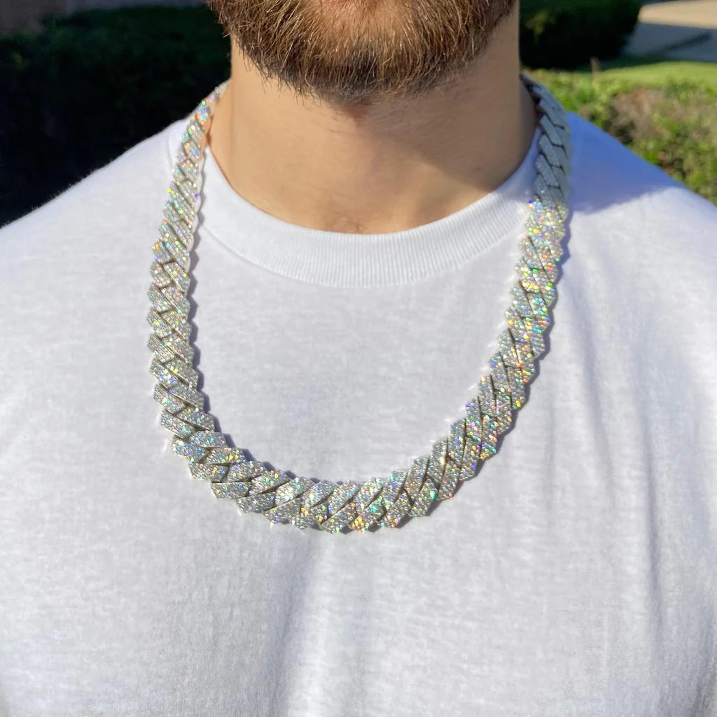 3 Row VVS Moissanite Diamond 18MM 24INCH Cuban