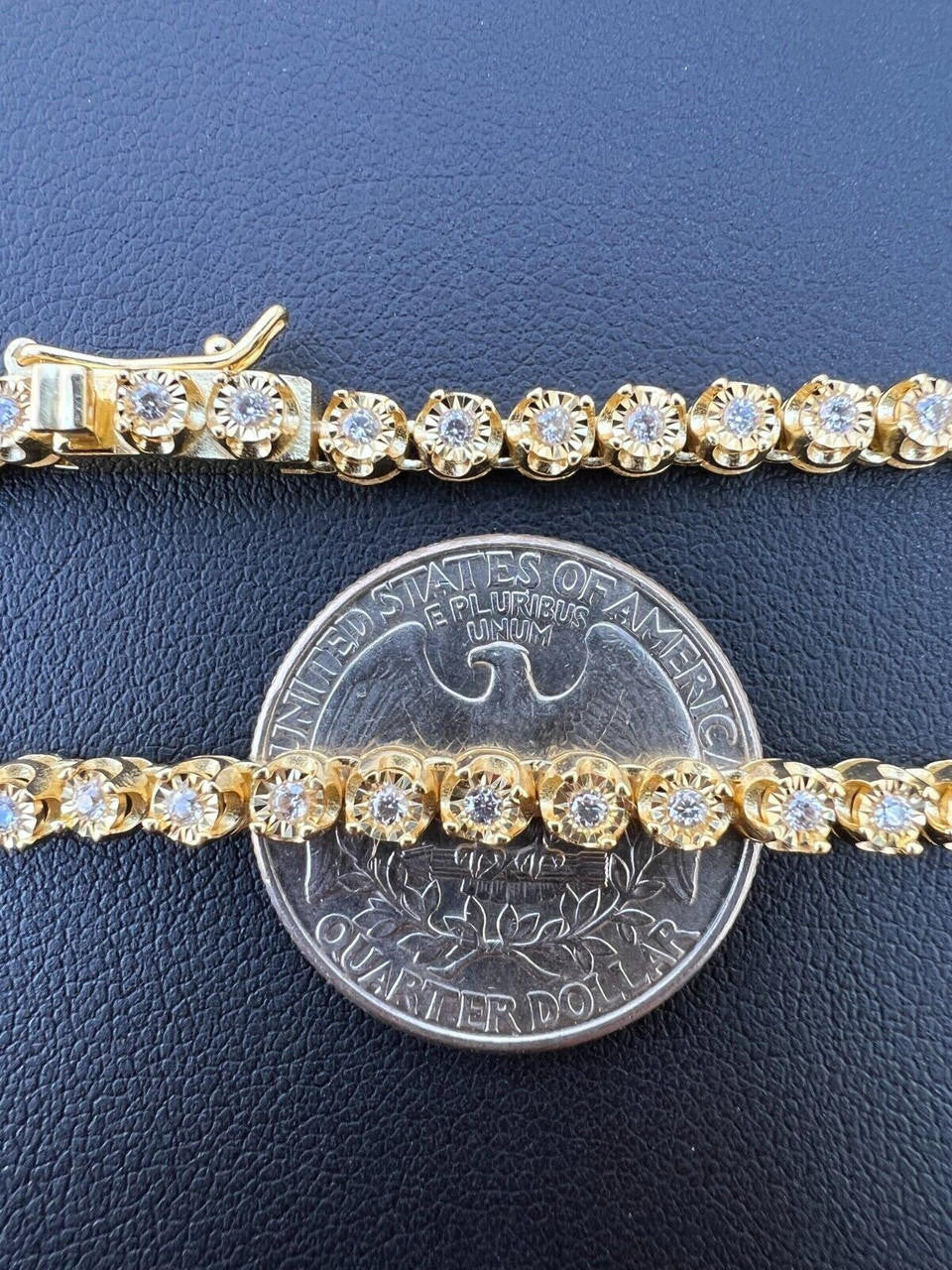 MOISSANITE Illusion Tennis Chain Necklace Iced Out - 14k Gold Vermeil 925 Silver - 3mm - 16"-28"