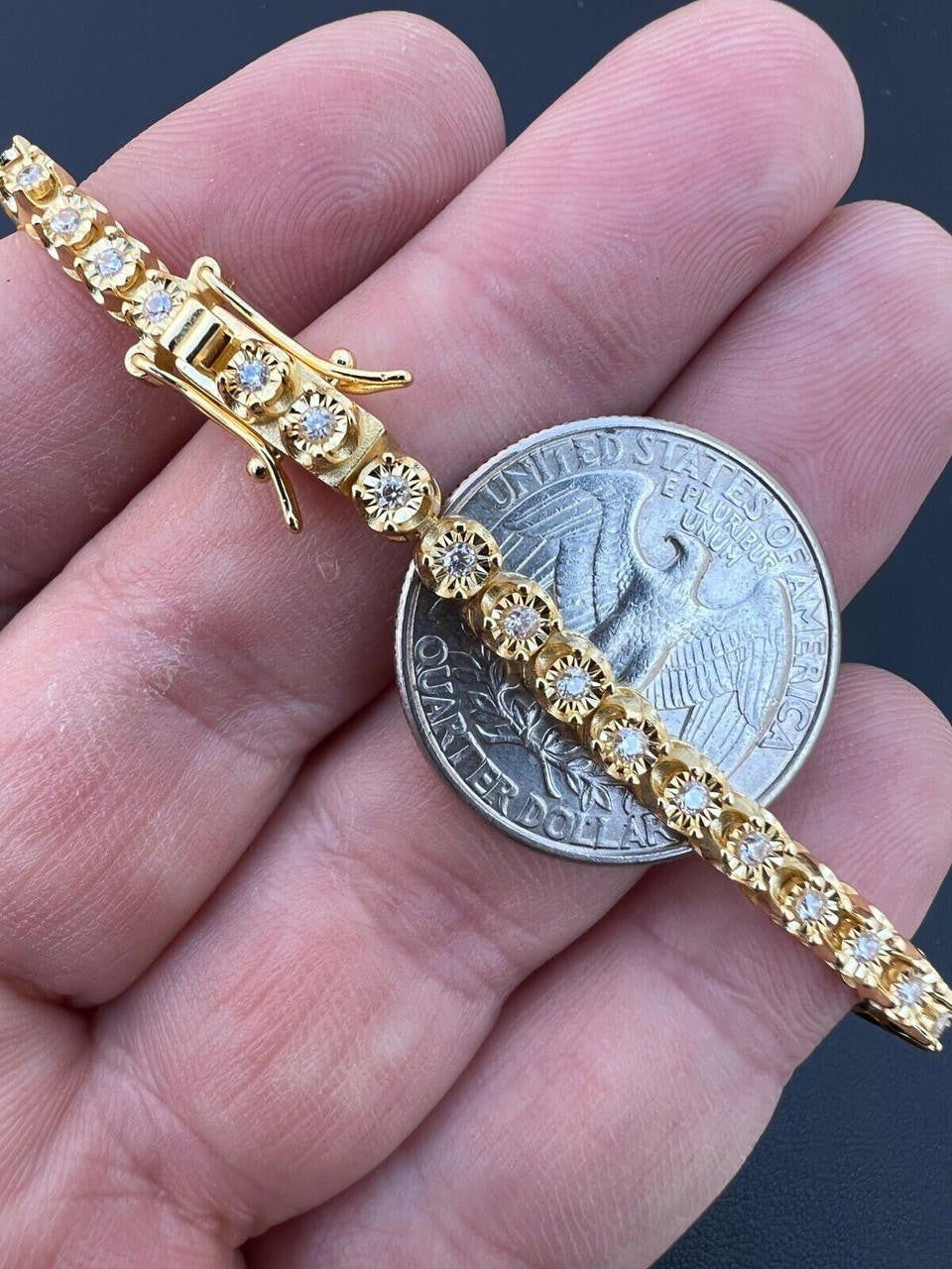 MOISSANITE Illusion Tennis Chain Necklace Iced Out - 14k Gold Vermeil 925 Silver - 3mm - 16"-28"