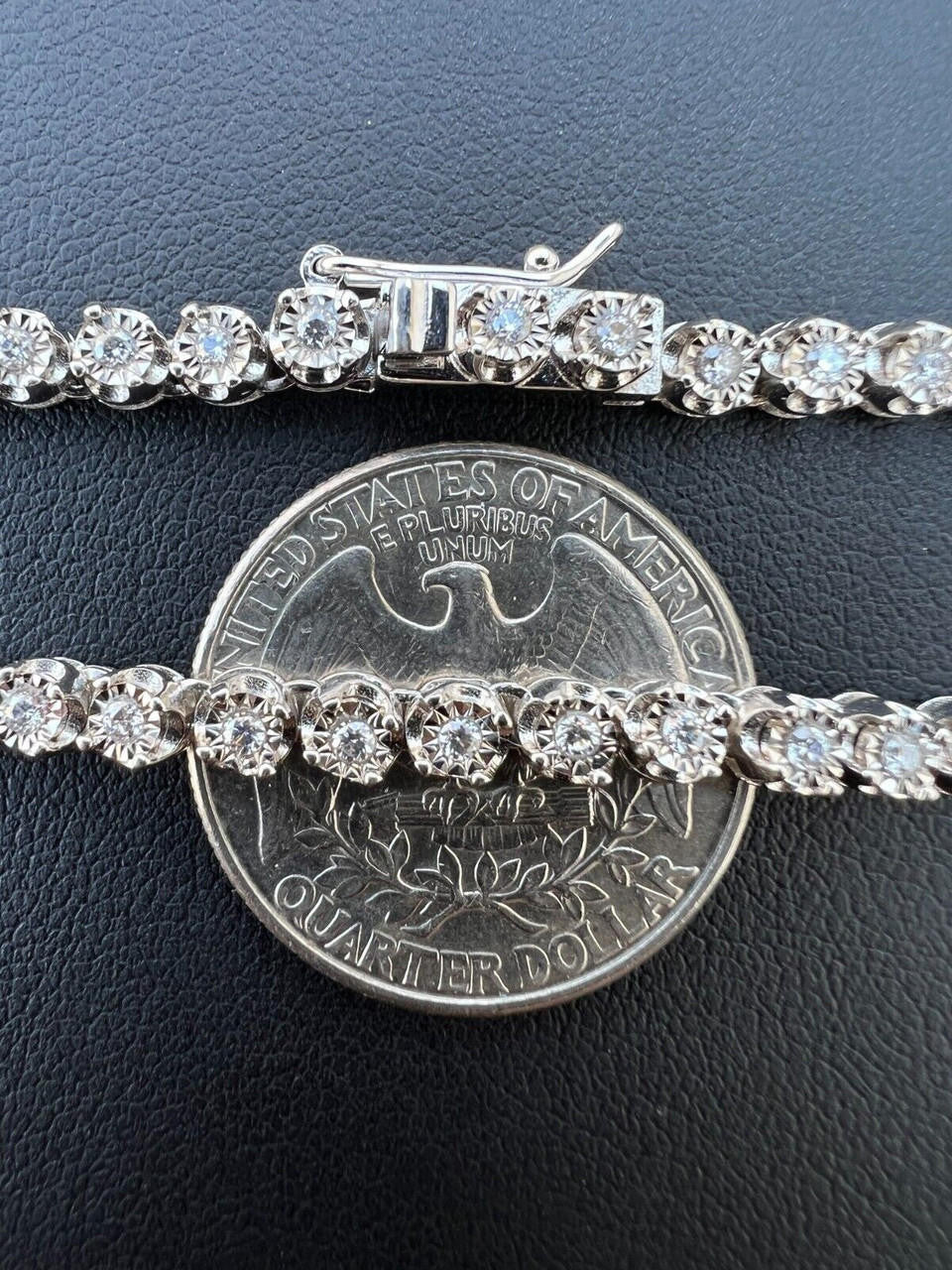 MOISSANITE Illusion Tennis Chain Necklace Iced Out - 925 Silver - 3mm - 16"-28"