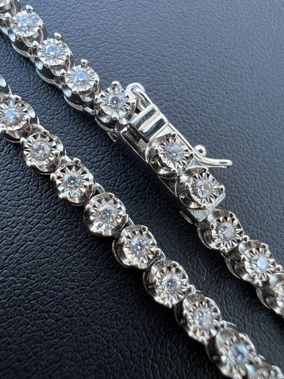 MOISSANITE Illusion Tennis Chain Necklace Iced Out - 925 Silver - 3mm - 16"-28"