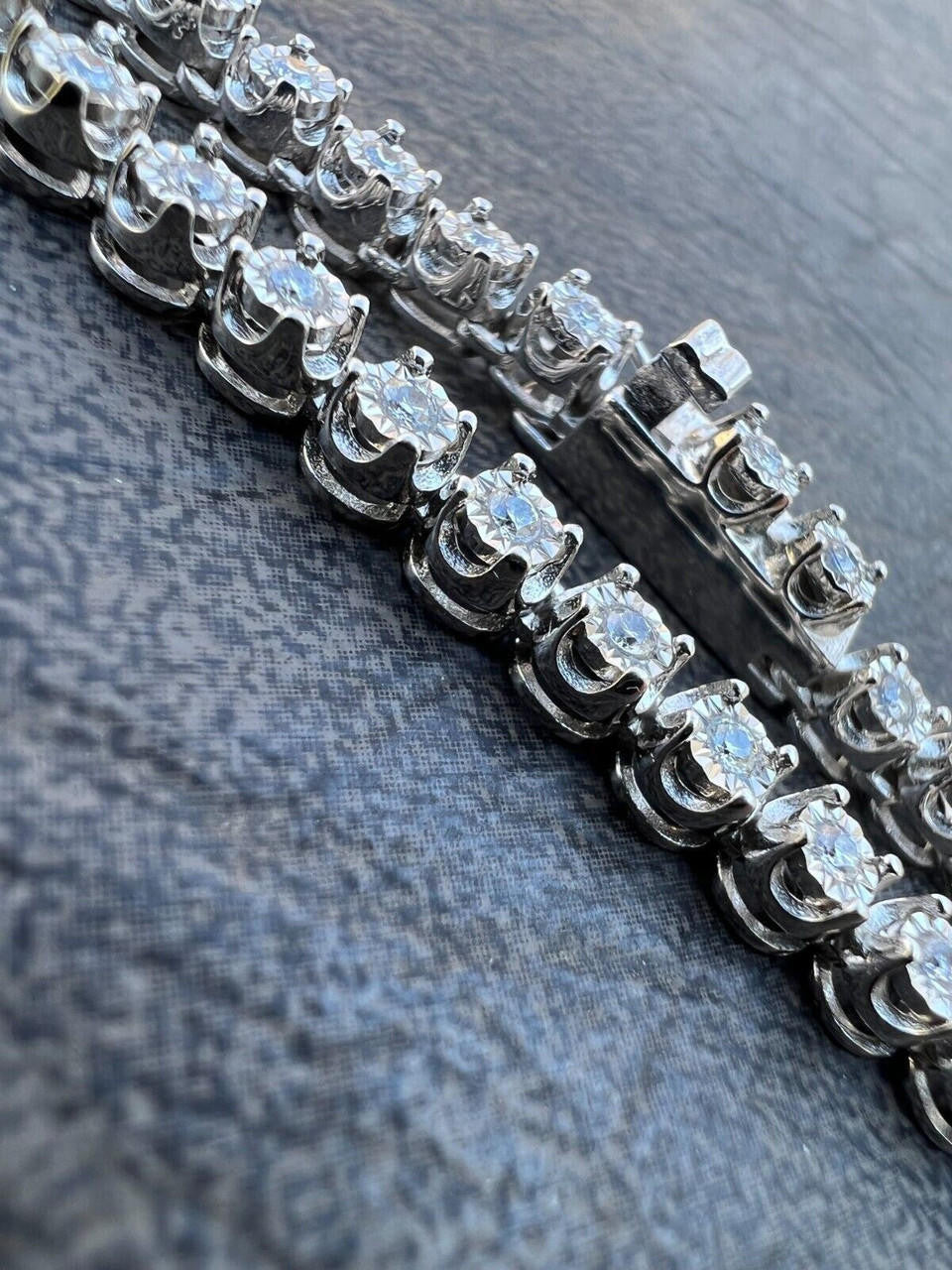 MOISSANITE Illusion Tennis Chain Necklace Iced Out - 925 Silver - 3mm - 16"-28"