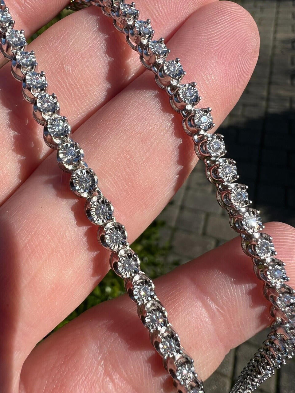 MOISSANITE Illusion Tennis Chain Necklace Iced Out - 925 Silver - 3mm - 16"-28"