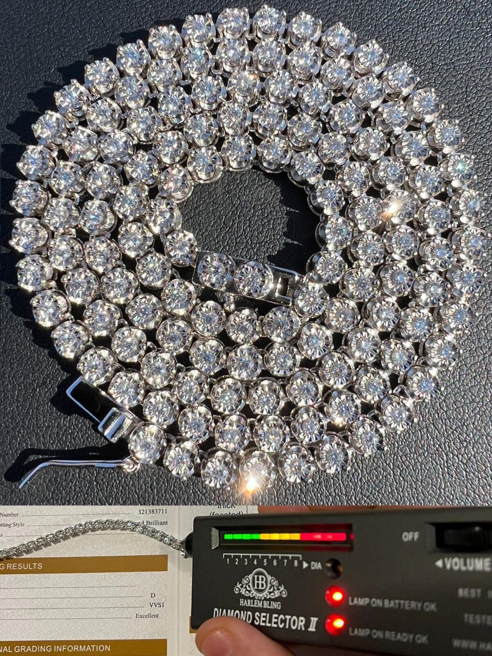 MOISSANITE Illusion Tennis Chain Necklace Iced Out - 925 Silver - 3mm - 16"-28"