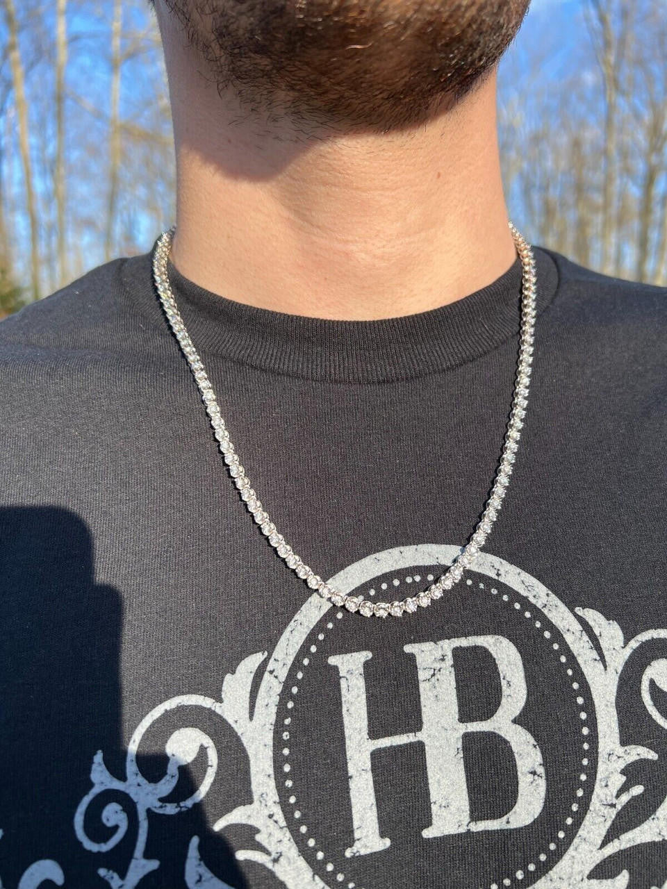 MOISSANITE Illusion Tennis Chain Necklace Iced Out - 925 Silver - 3mm - 16"-28"