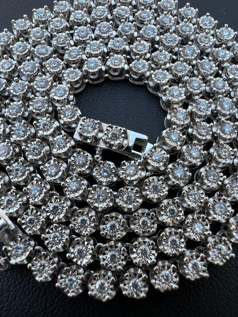 MOISSANITE Illusion Tennis Chain Necklace Iced Out - 925 Silver - 3mm - 16"-28"