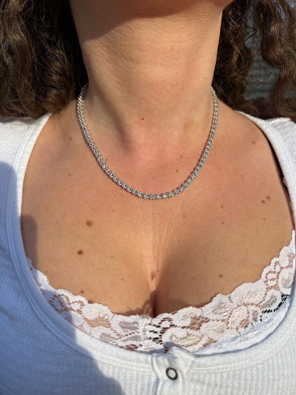 MOISSANITE Illusion Tennis Chain Necklace Iced Out - 925 Silver - 3mm - 16"-28"