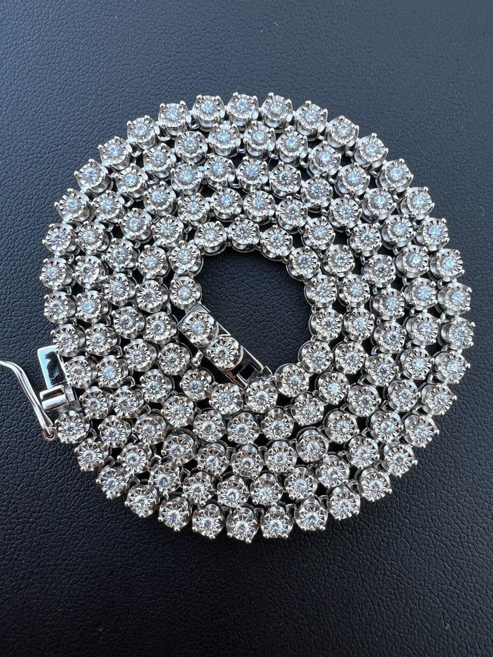 MOISSANITE Illusion Tennis Chain Necklace Iced Out - 925 Silver - 3mm - 16"-28"