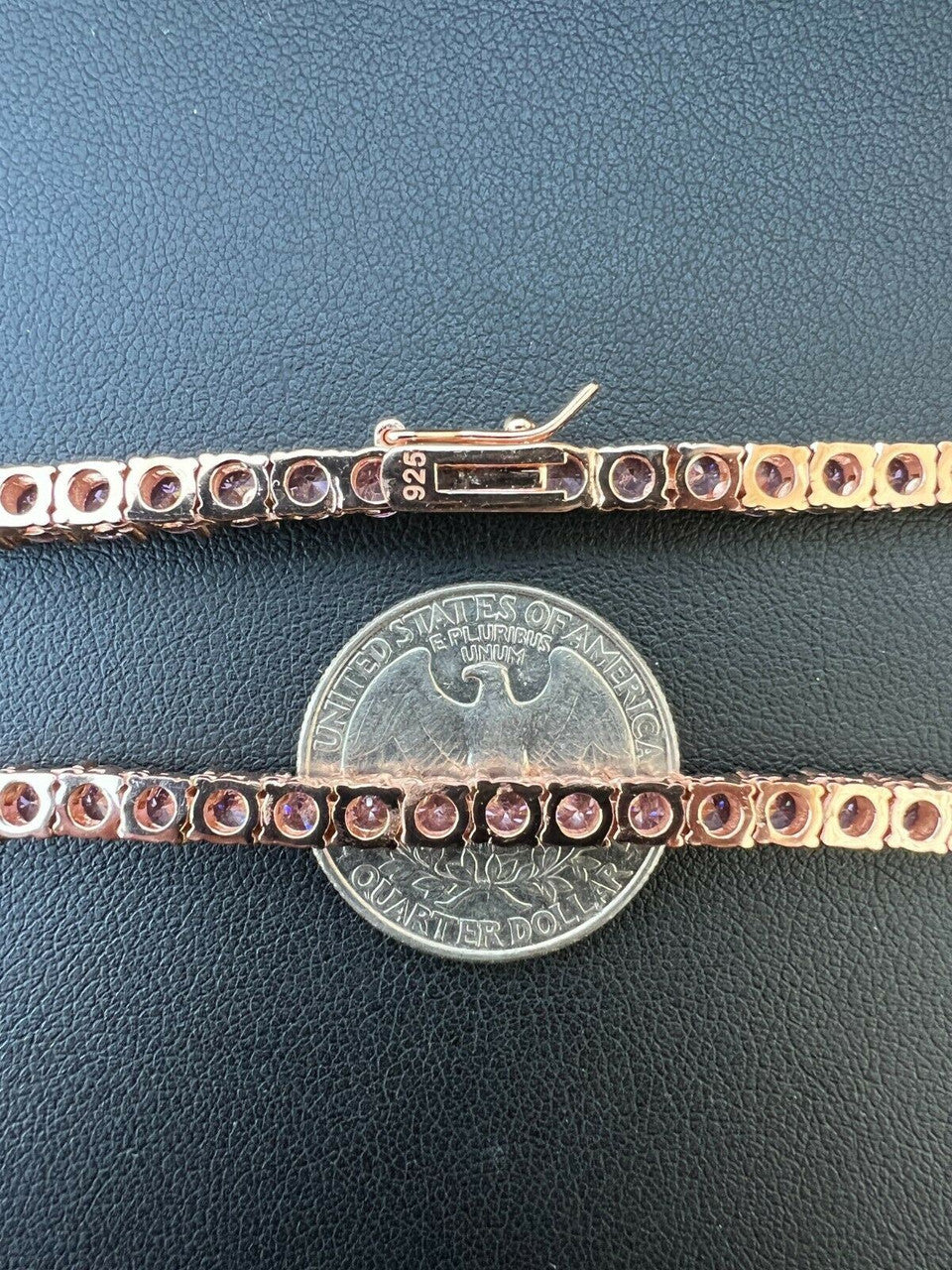 Tennis Chain Necklace Iced Out Pink CZ Stones - 14k Rose Gold Vermeil 925 Silver - 4mm - 16"-28"