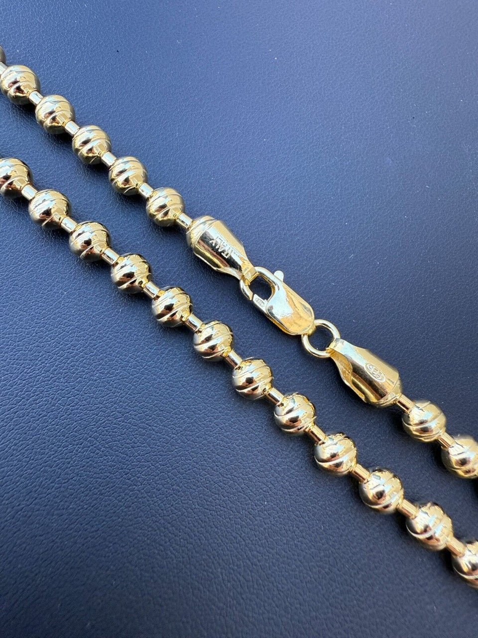 Ball Bead "Dog Tag" Chain Necklace - 14k Gold Vermeil 925 Sterling Silver - 18"-30" - 6mm