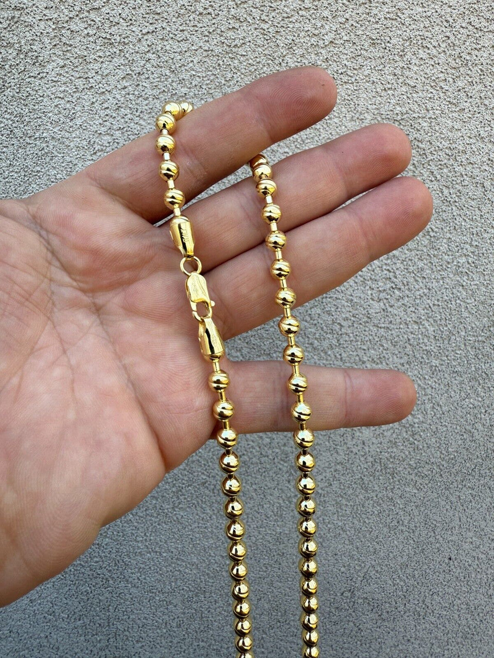 Ball Bead "Dog Tag" Chain Necklace - 14k Gold Vermeil 925 Sterling Silver - 18"-30" - 6mm