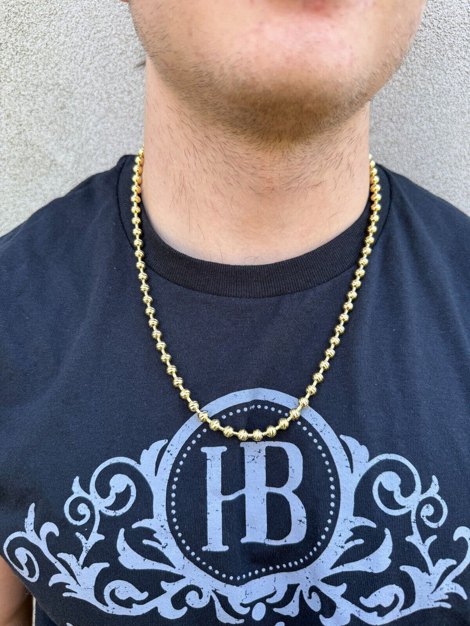 Ball Bead "Dog Tag" Chain Necklace - 14k Gold Vermeil 925 Sterling Silver - 18"-30" - 6mm