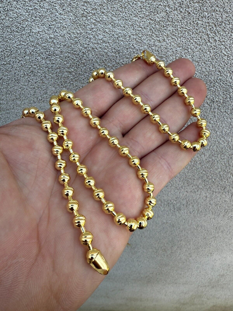 Ball Bead "Dog Tag" Chain Necklace - 14k Gold Vermeil 925 Sterling Silver - 18"-30" - 6mm
