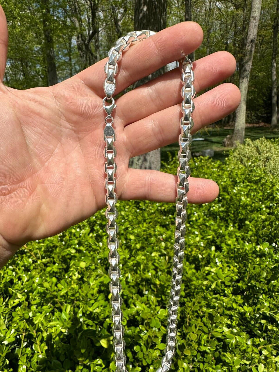 Puffed Triangle Rolo Chain Necklace Or Bracelet - Hollow 925 Sterling Silver - 7"-28" - 6mm