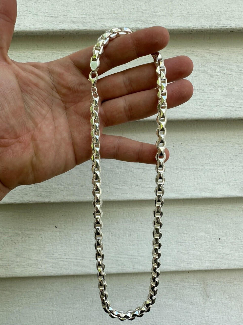 Puffed Triangle Rolo Chain Necklace Or Bracelet - Hollow 925 Sterling Silver - 7"-28" - 6mm