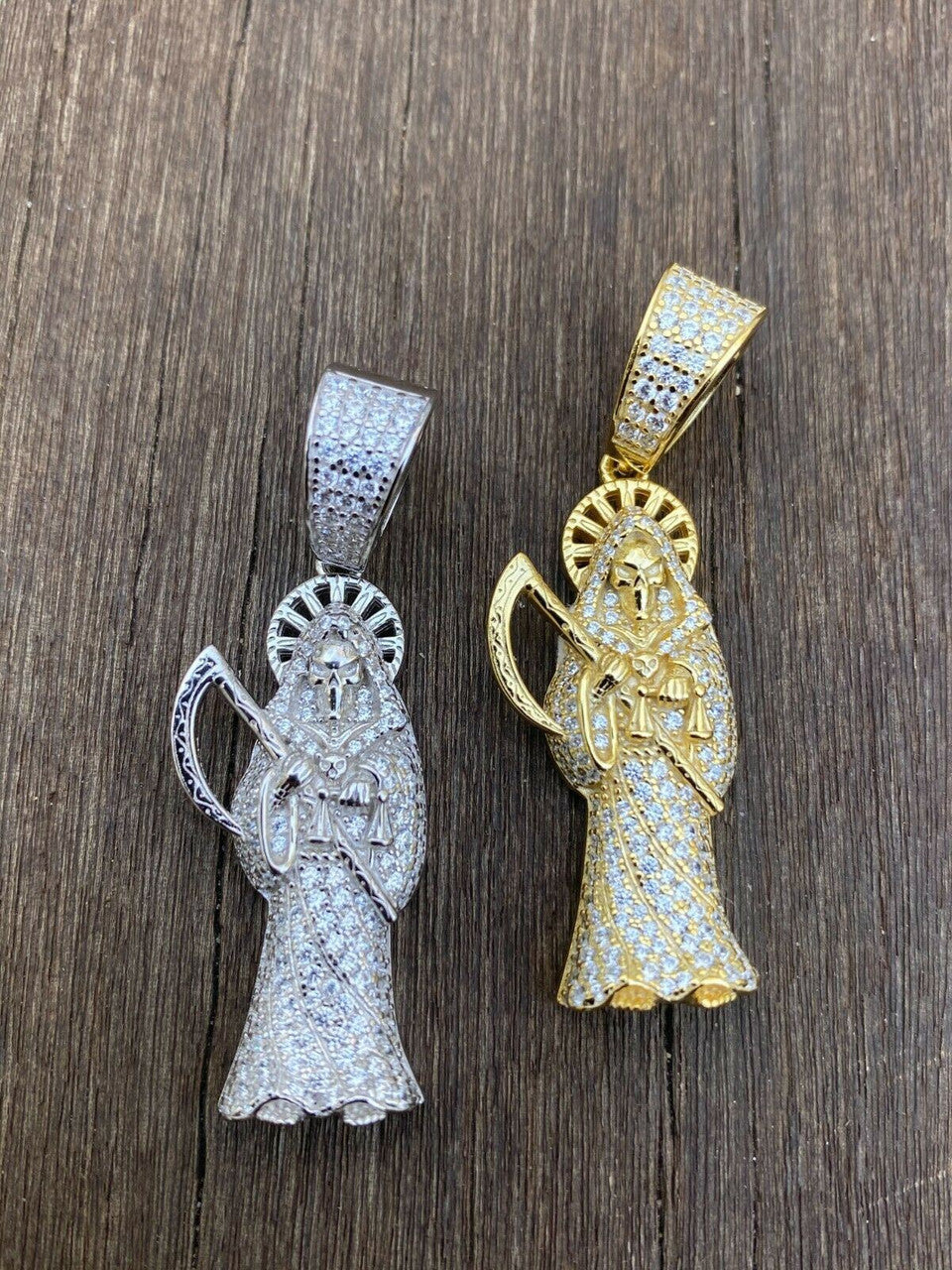 Men's Real Solid 925 Sterling Silver / Gold St Jude San Judas Tadeo Iced Pendant