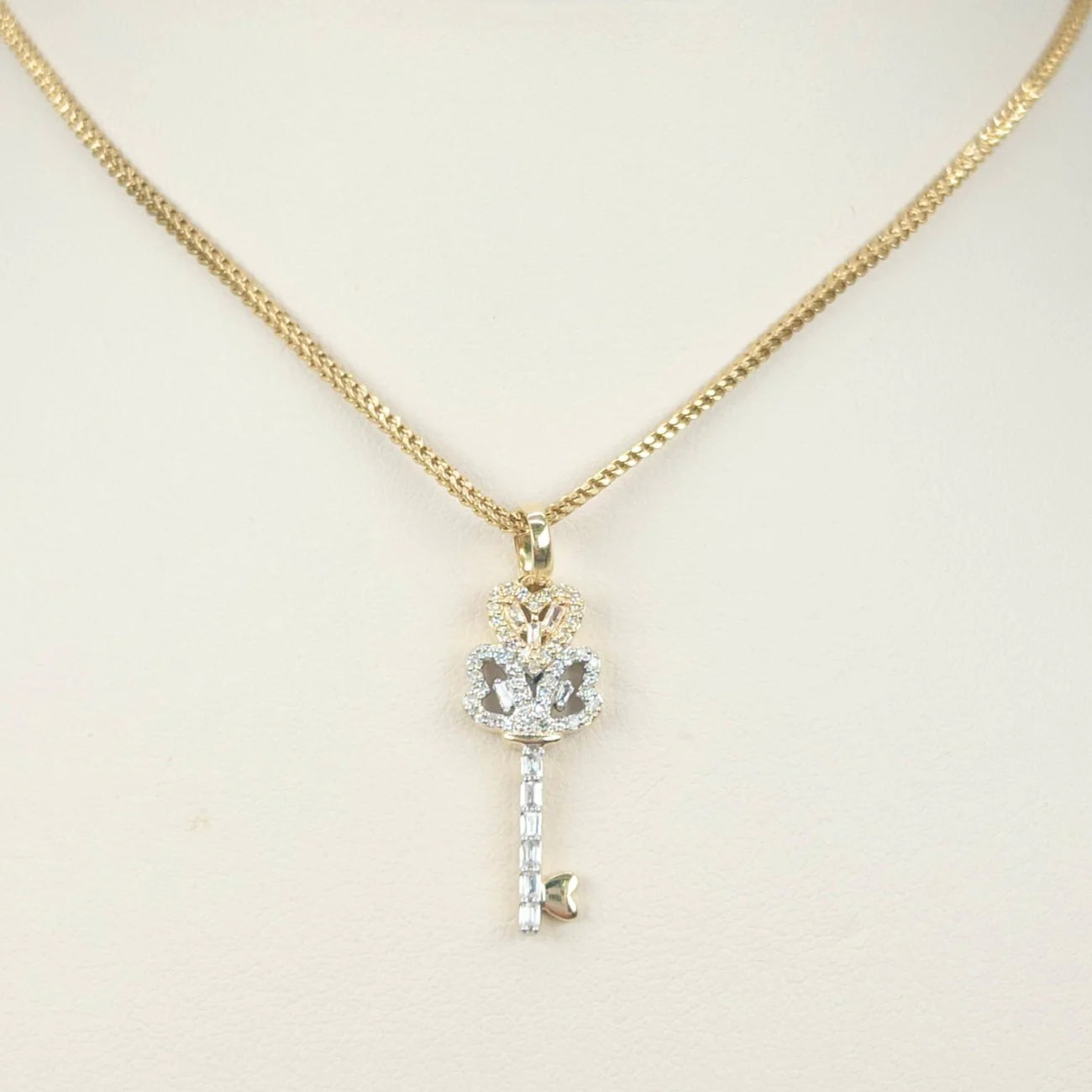 Diamond Heart Key Charm