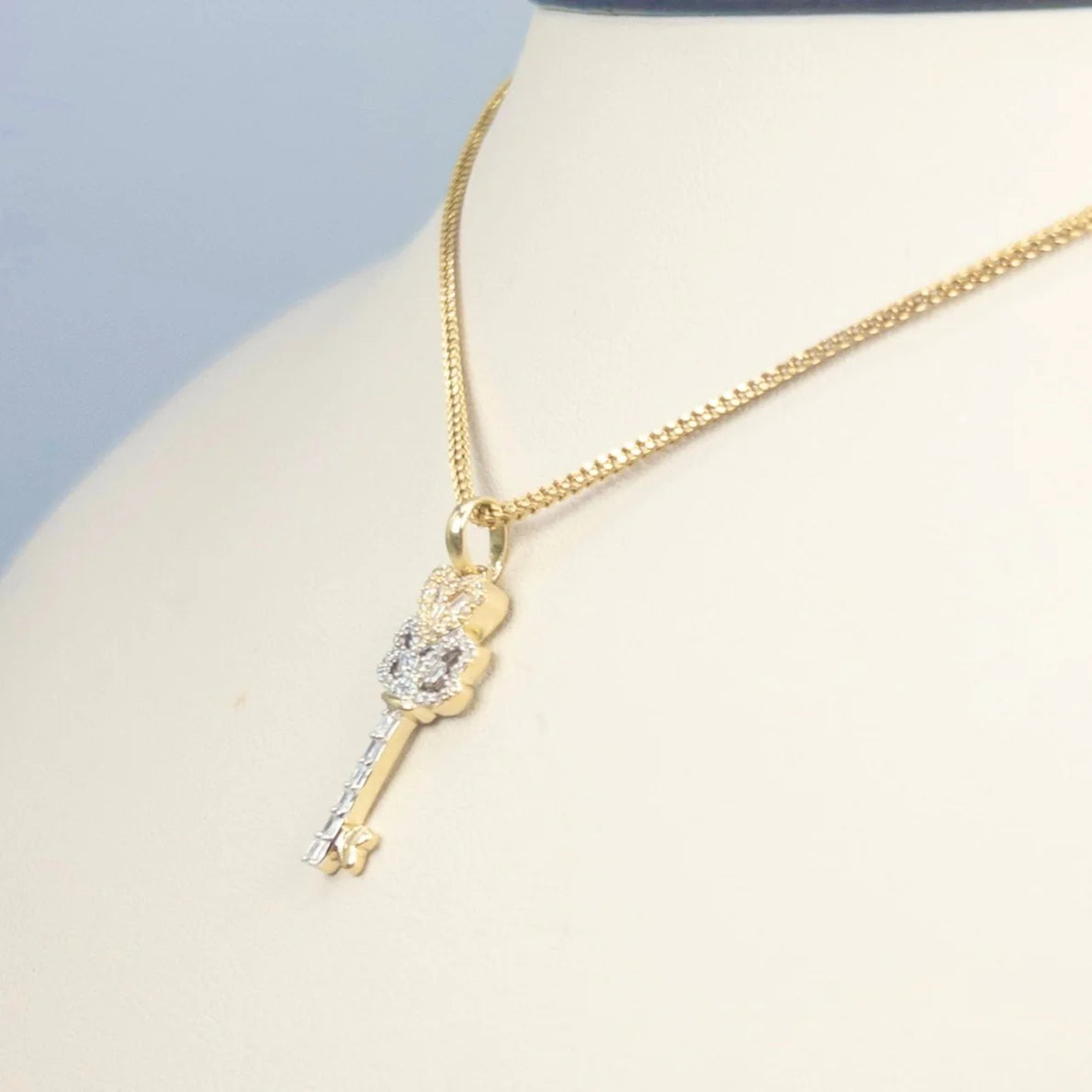 Diamond Heart Key Charm