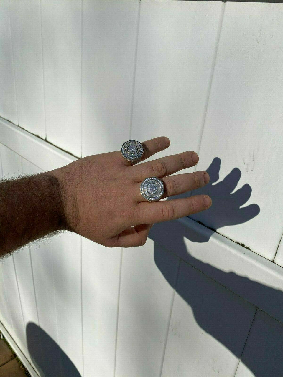 Classic Octagonal Rapper Ring - 14k Gold Vermeil 925 Silver - Baguette CZ Stones