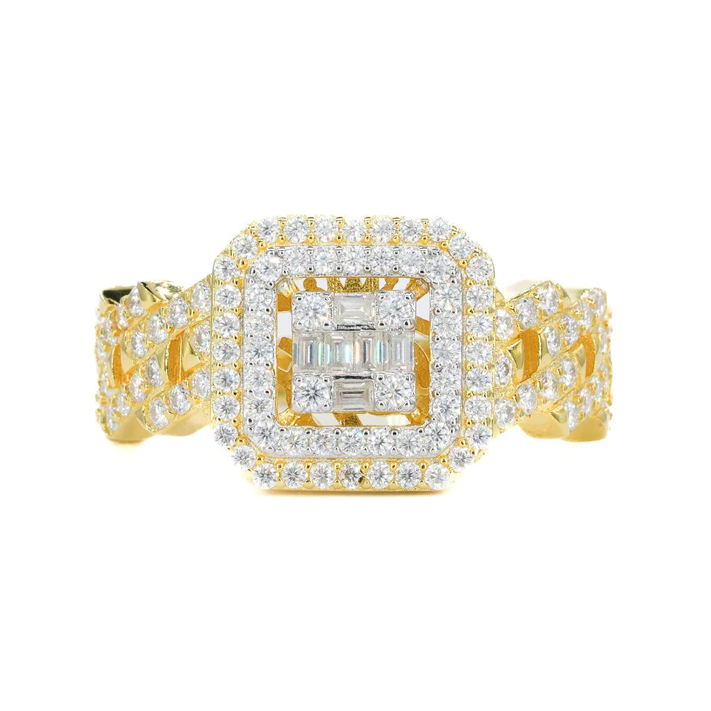 Floating Baguette Square Vvs Moissanite Diamond Ring