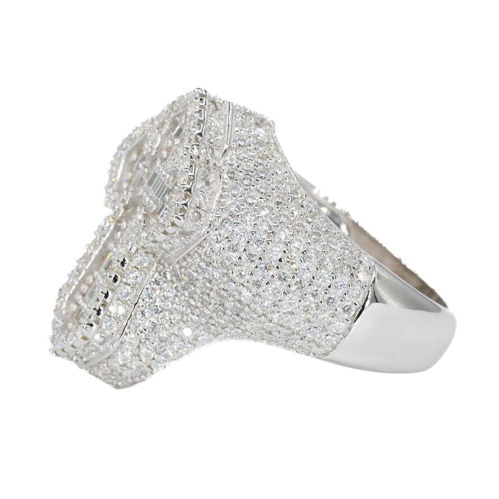 Iced Out Baguette Pointed Cross Vvs Moissanite Diamond Ring