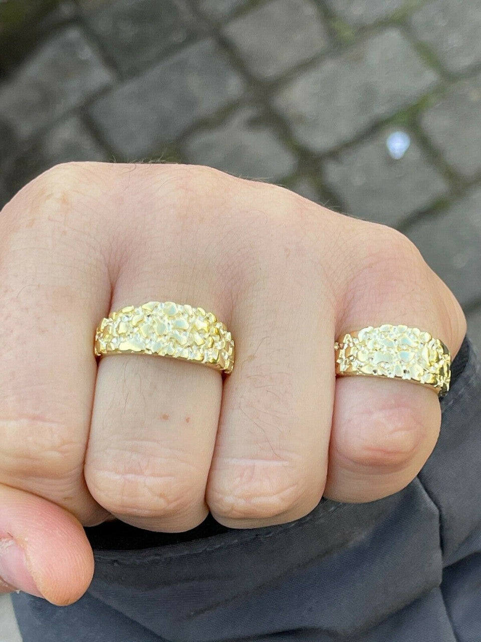 Alaska Gold Nugget Plain Ring - 14k Gold Vermeil 925 Silver