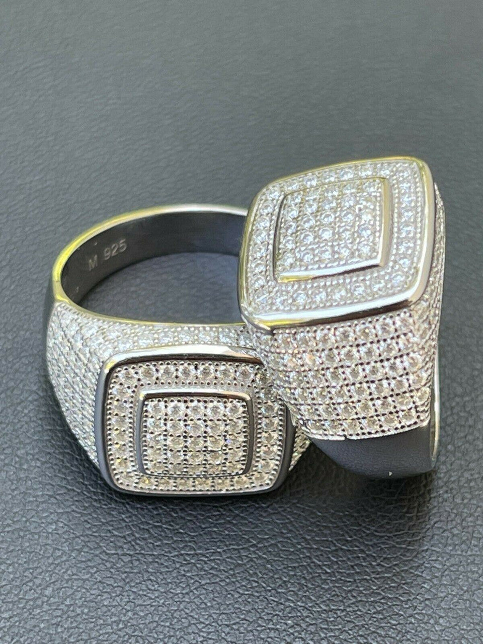 MOISSANITE Everyday Classsic Square Iced Out Ring - 925 Silver