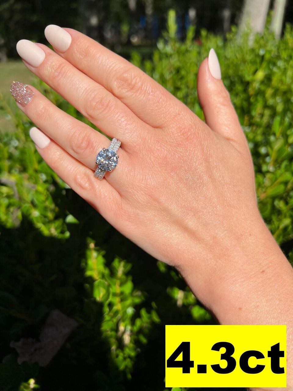 Moissanite Engagement Promise Ring Passes Diamond Tester 925 Silver 1.3ct-4.3ct