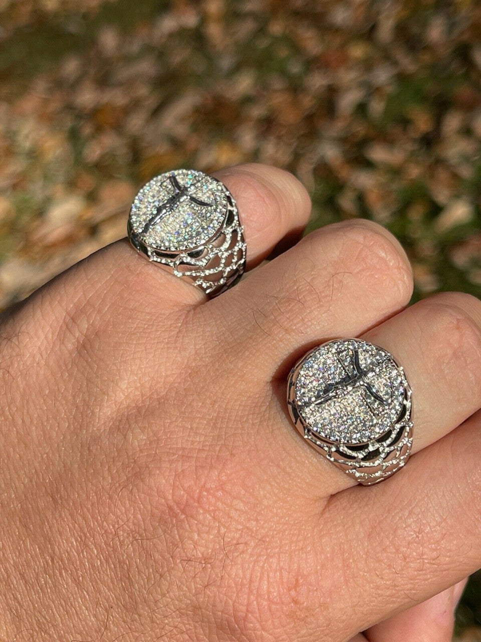 Moissanite Jesus On Cross Nugget Ring - 925 Silver